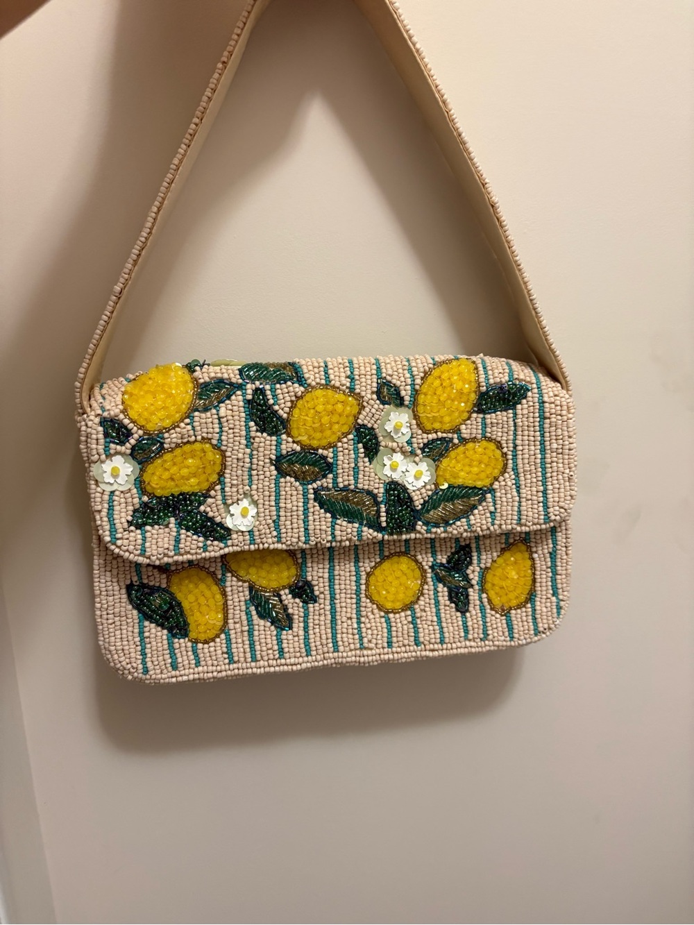 Viral Lemon Beaded Bag